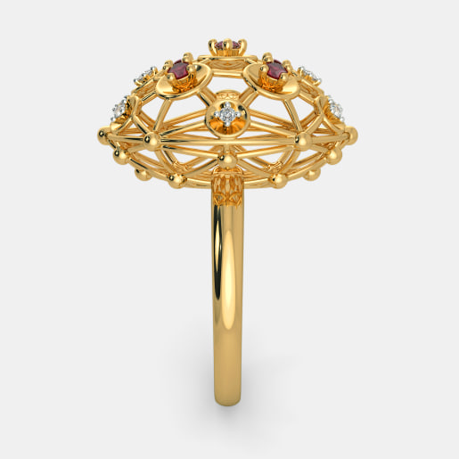 Diamond And Ruby Ring In Yellow Gold (5.9 Gram) With Diamonds (0.080 Ct)