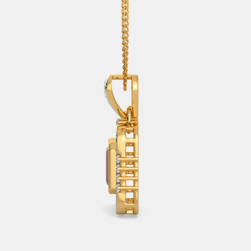 Ruby And Diamond Pendant In Yellow Gold (2.98 Gram) With Diamonds (0.746 Ct)
