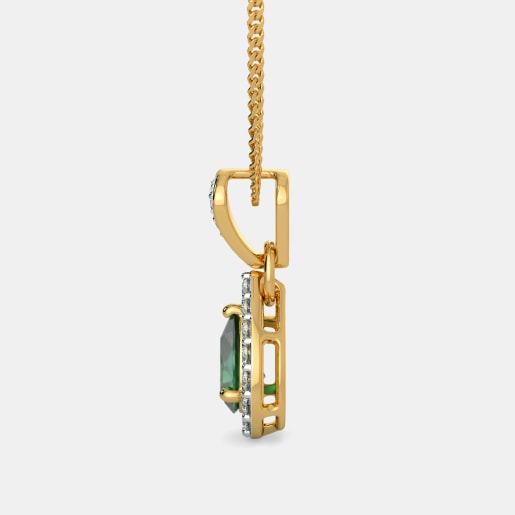 Emerald And Diamond Pendant In Yellow Gold (1.32 Gram) With Diamonds (0.282 Ct)