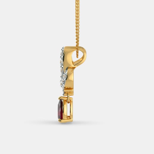 Diamond And Ruby Pendant In Yellow Gold (2.42 Gram) With Diamonds (0.320 Ct)