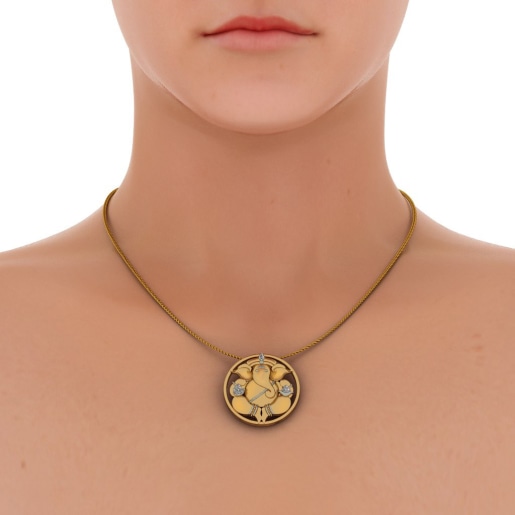 Diamond Pendant In Yellow Gold (9.23 Gram) With Diamonds (0.089 Ct)